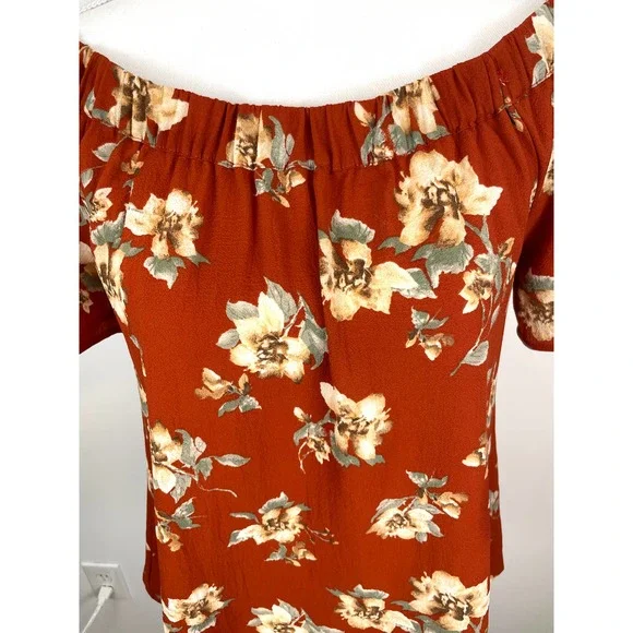 Sweet Wanderer Floral Off The Shoulder Top In Orange Size Large - Picture 2 of 8